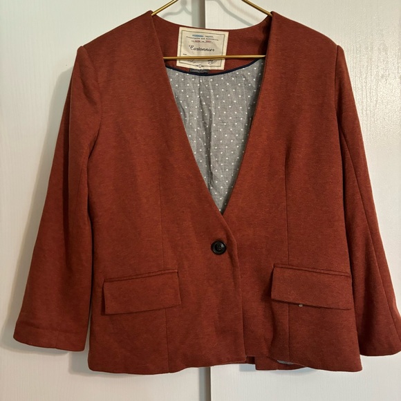 Anthro Cartonnier Rust Sans Collar Blazer - Picture 10 of 10